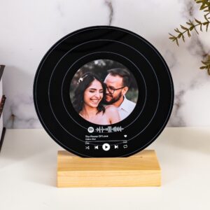 Personalized Vinyl Spotify Record With Wooden Stand