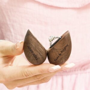 Personalized Heart  Wood Wedding/Engagement Ring Box