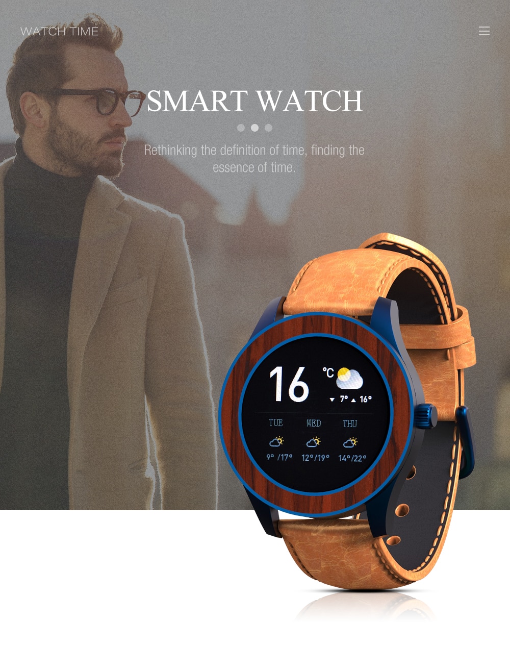 Smart Watch Wood Watch Multifunction Sport Bluetooth Wristwatch