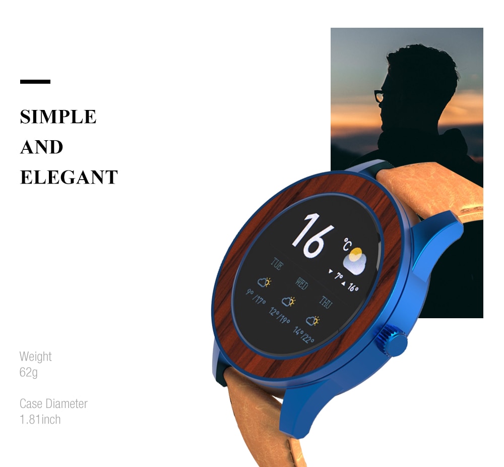 Smart Watch Wood Watch Multifunction Sport Bluetooth Wristwatch
