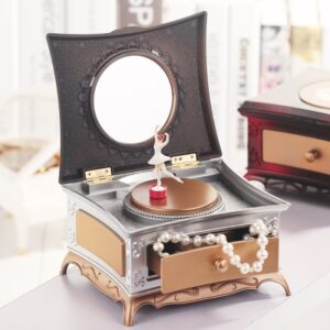 Makeup Mirror Jewelry Box Dancing Girl  Music Box