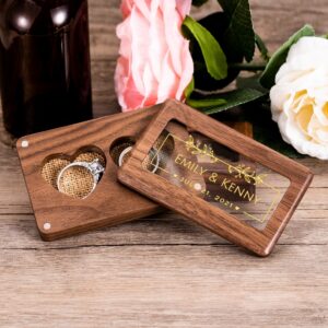 Personalized Wooden Ring Box Jewelry Burlap Rustic Gift